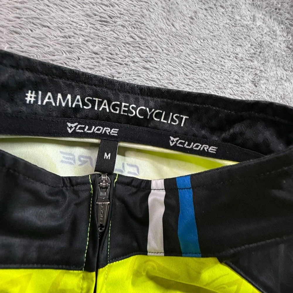 Cuore Stages Cycling Hi-Vis Wind Vest Full Zip Sleeveless Jersey Mens M Yellow